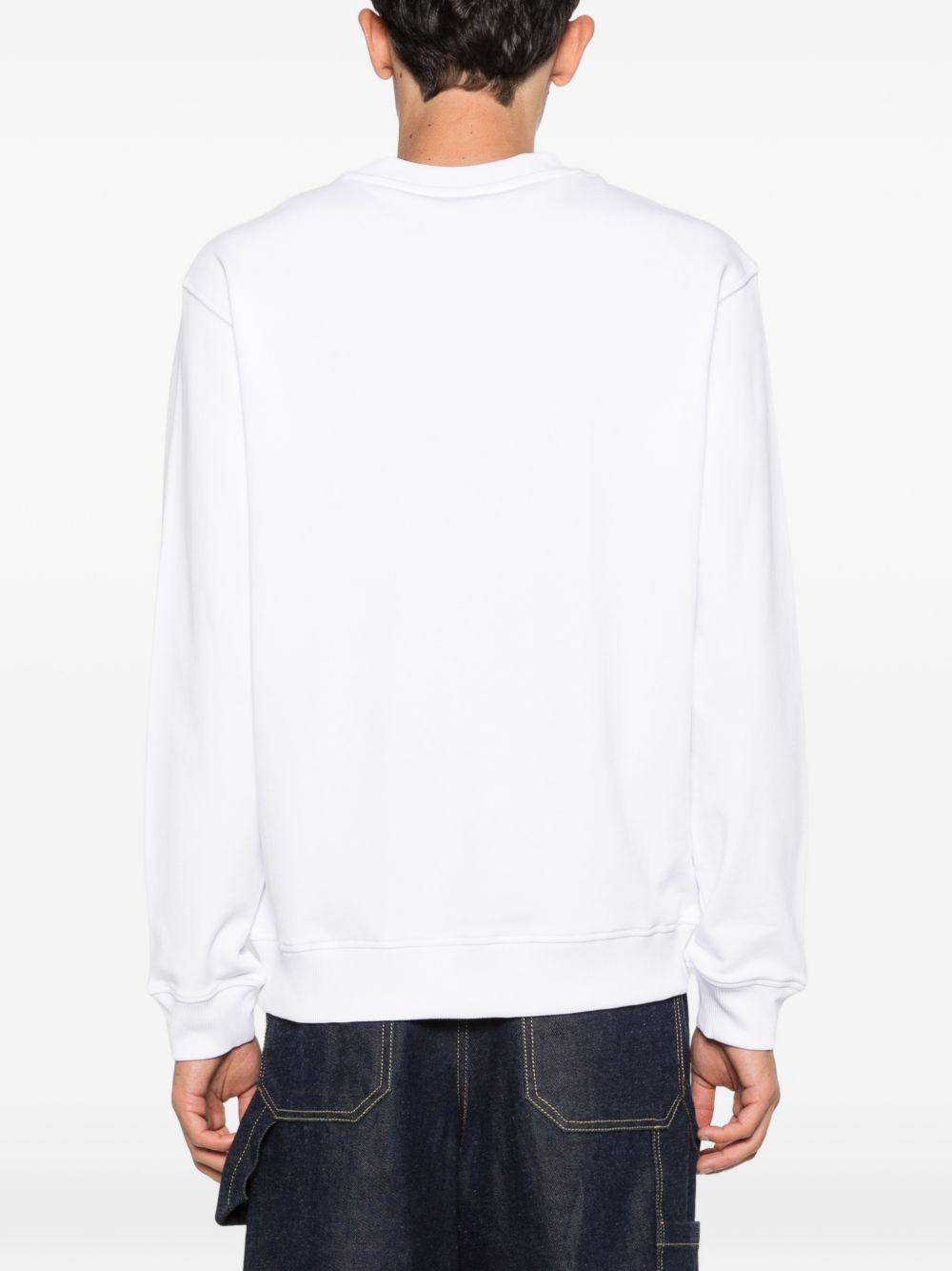 VERSACE JEANS COUTURE Felpa in cotone bianco girocollo con logo nero