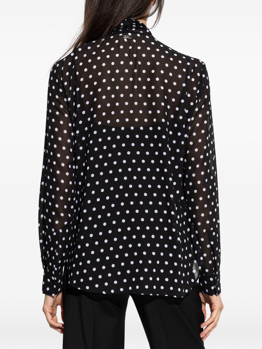 MICHAEL KORS Camicia nera a pois bianchi