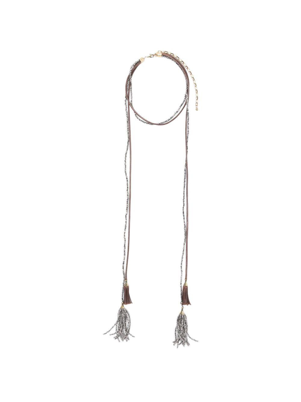 ANTONELLI Collana Daphne con strass marroni e dettagli con perline