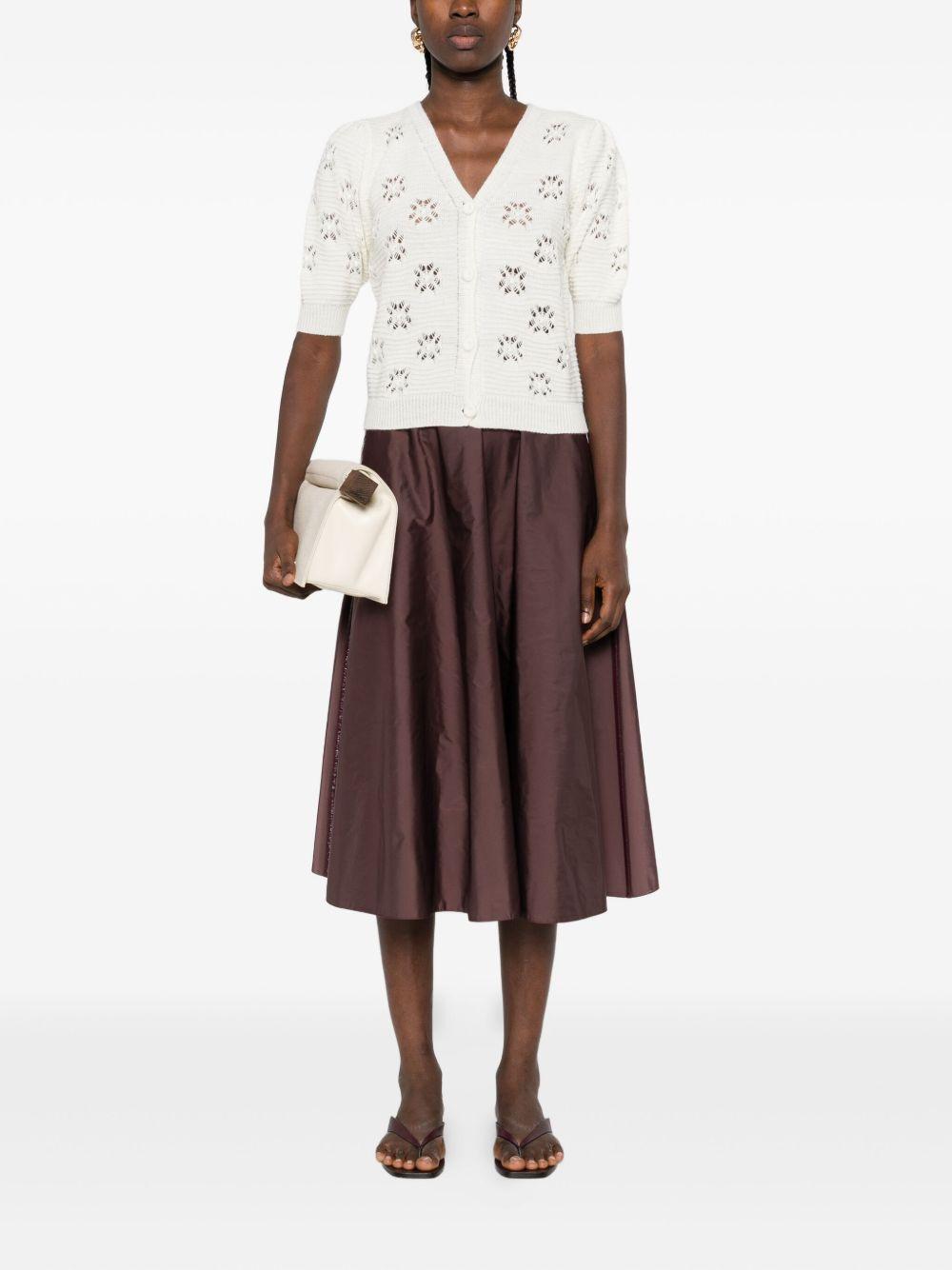 TWINSET Maglione bianco con motivo floreale a lavorazione aperta