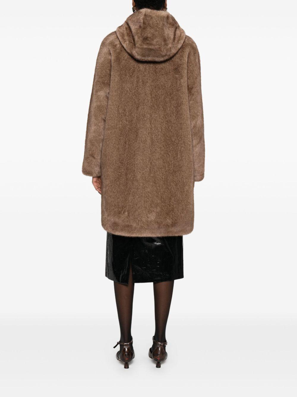 BETTA CORRADI Cappotto in ecopelliccia con cappuccio