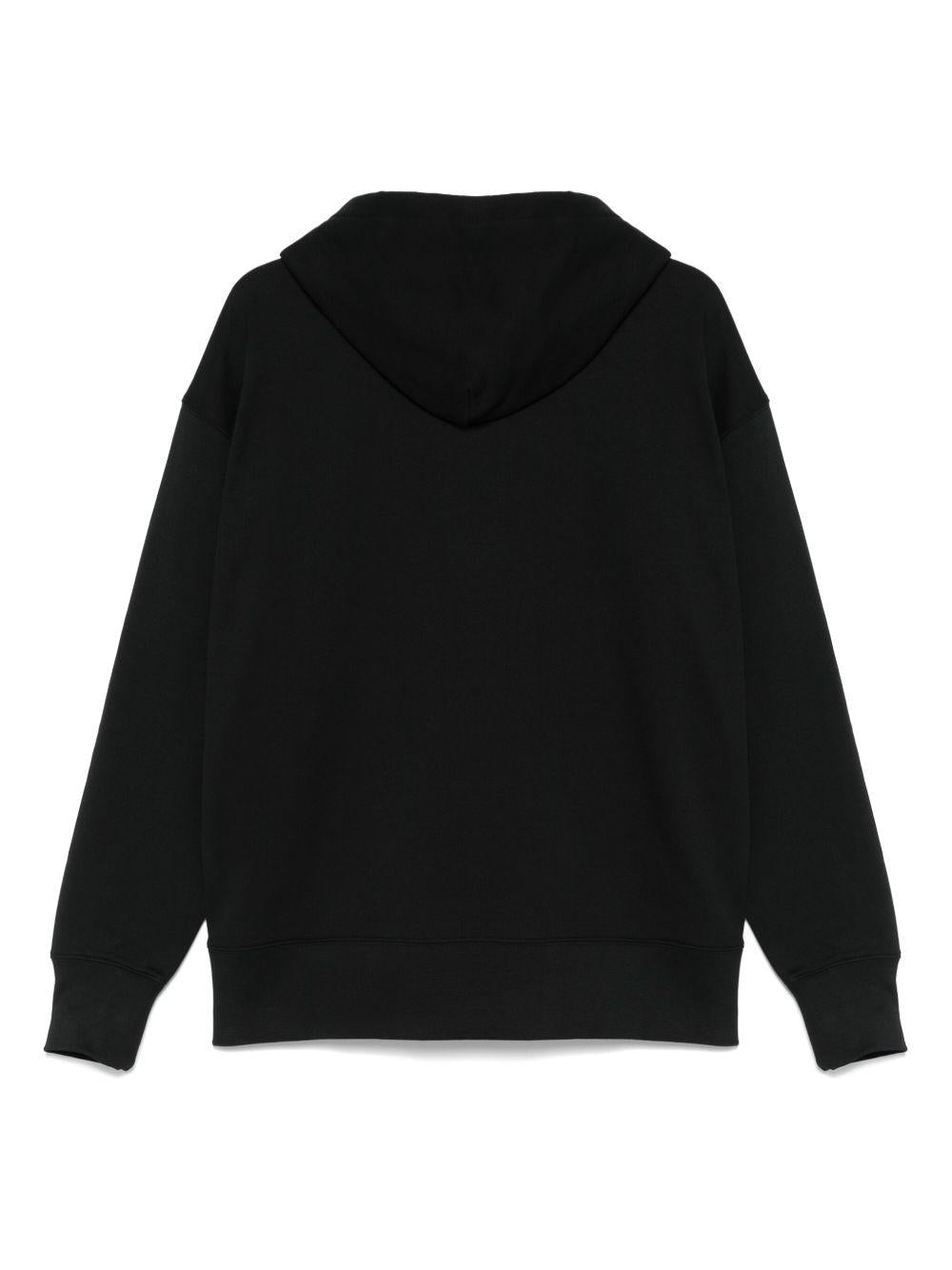 MSGM Felpa con cappuccio in cotone nero con logo<BR/>
