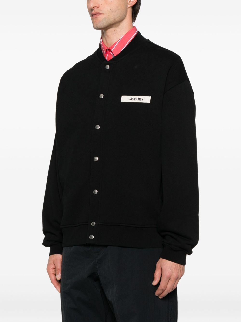 JACQUEMUS Cardigan 'Gros Grain' nero con patch logo