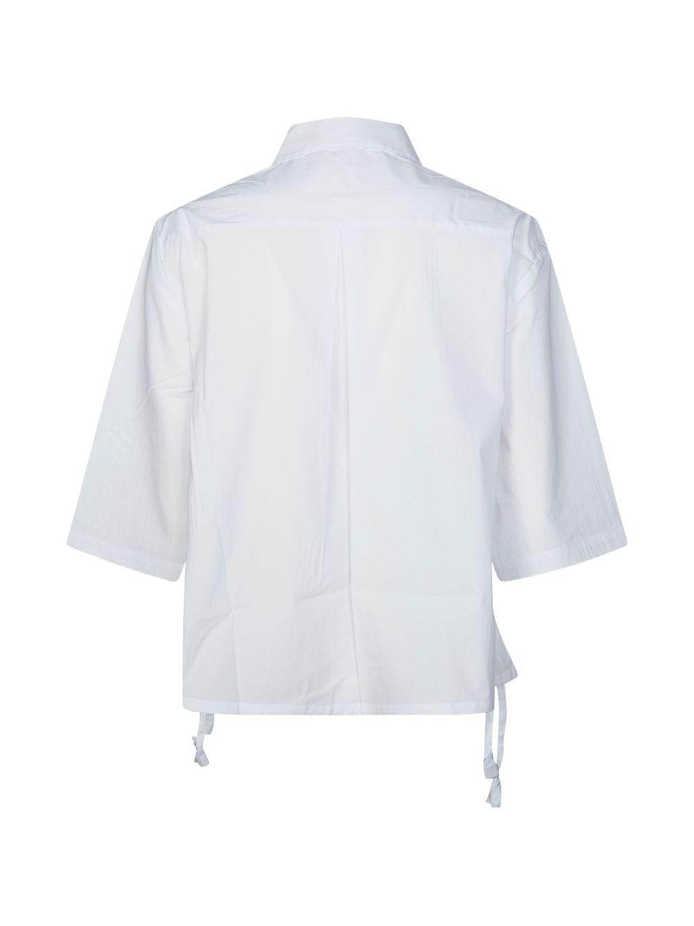 LIUJO Camicia con coulisse in vita e maniche 3/4 bianca