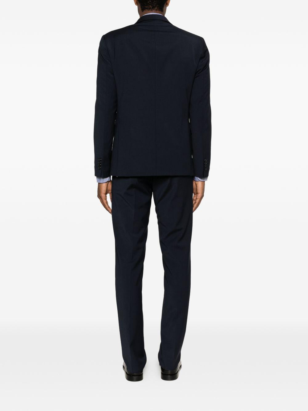 DANIELE ALESSANDRINI Completo in cotone blu con rever a dente