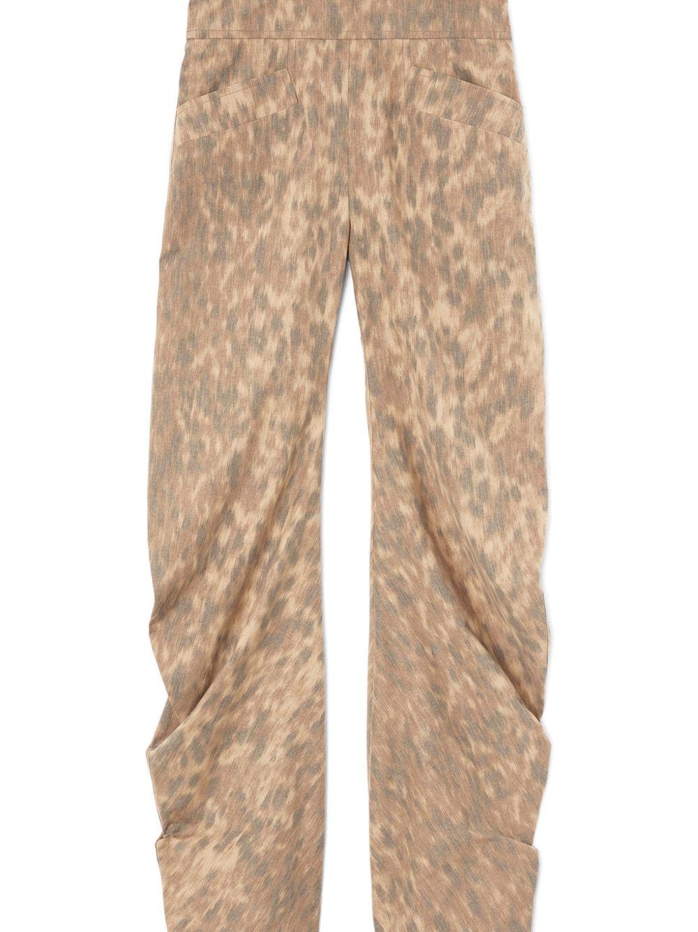 GANNI Pantaloni multicolor marroni con drappeggi