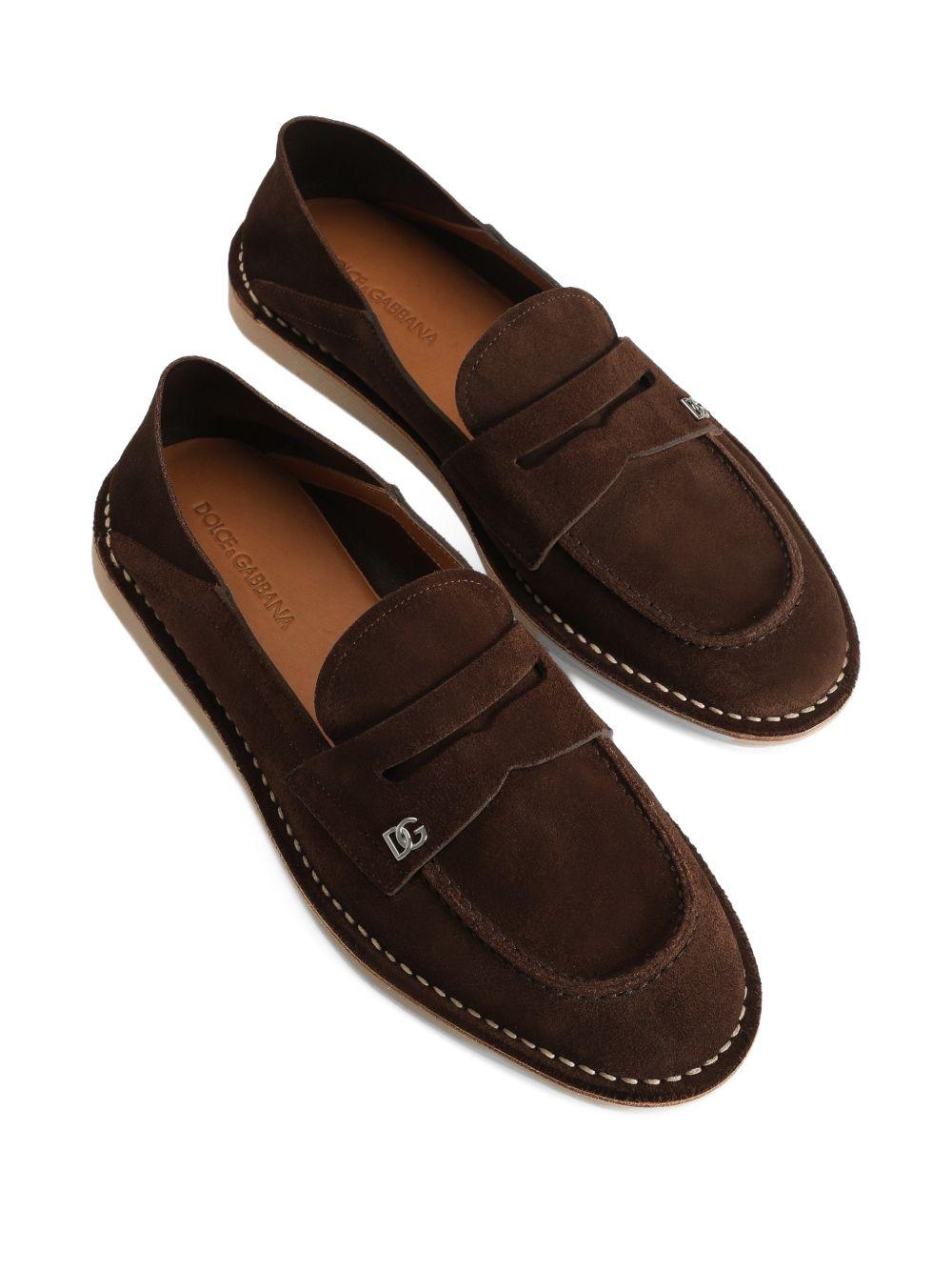 DOLCE e GABBANA Mocassino in pelle scamosciata marrone