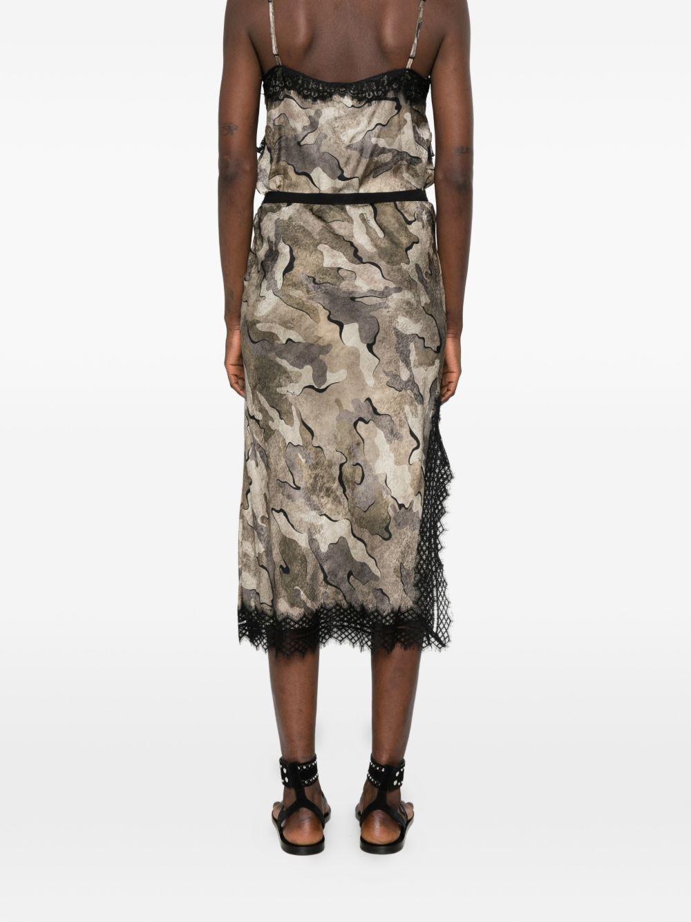 PINKO Gonna longuette Ambrato con dettagli in pizzo nero