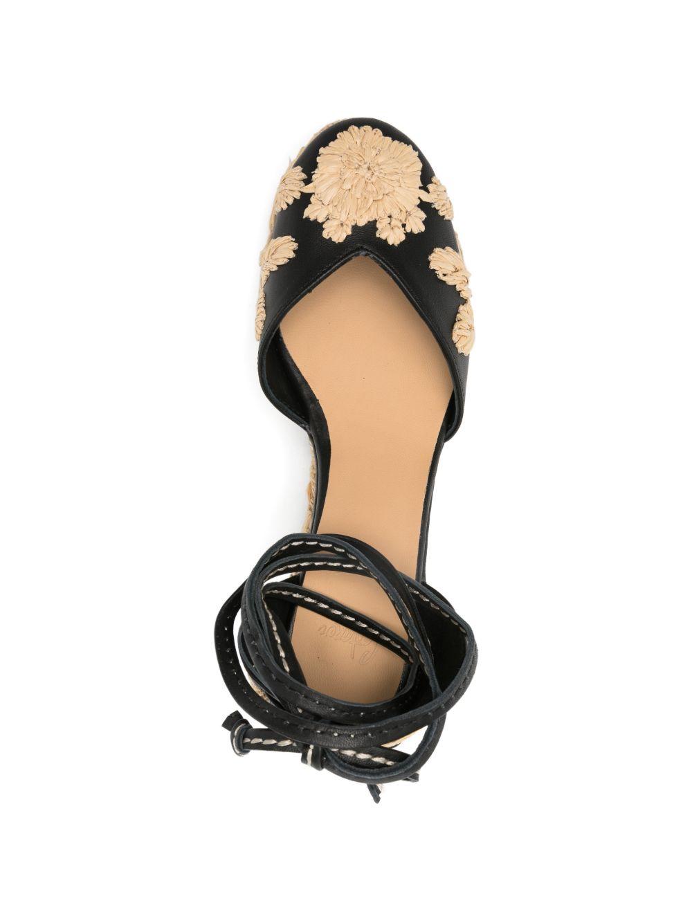 CASTANER Zeppe nere con ricamo floreale