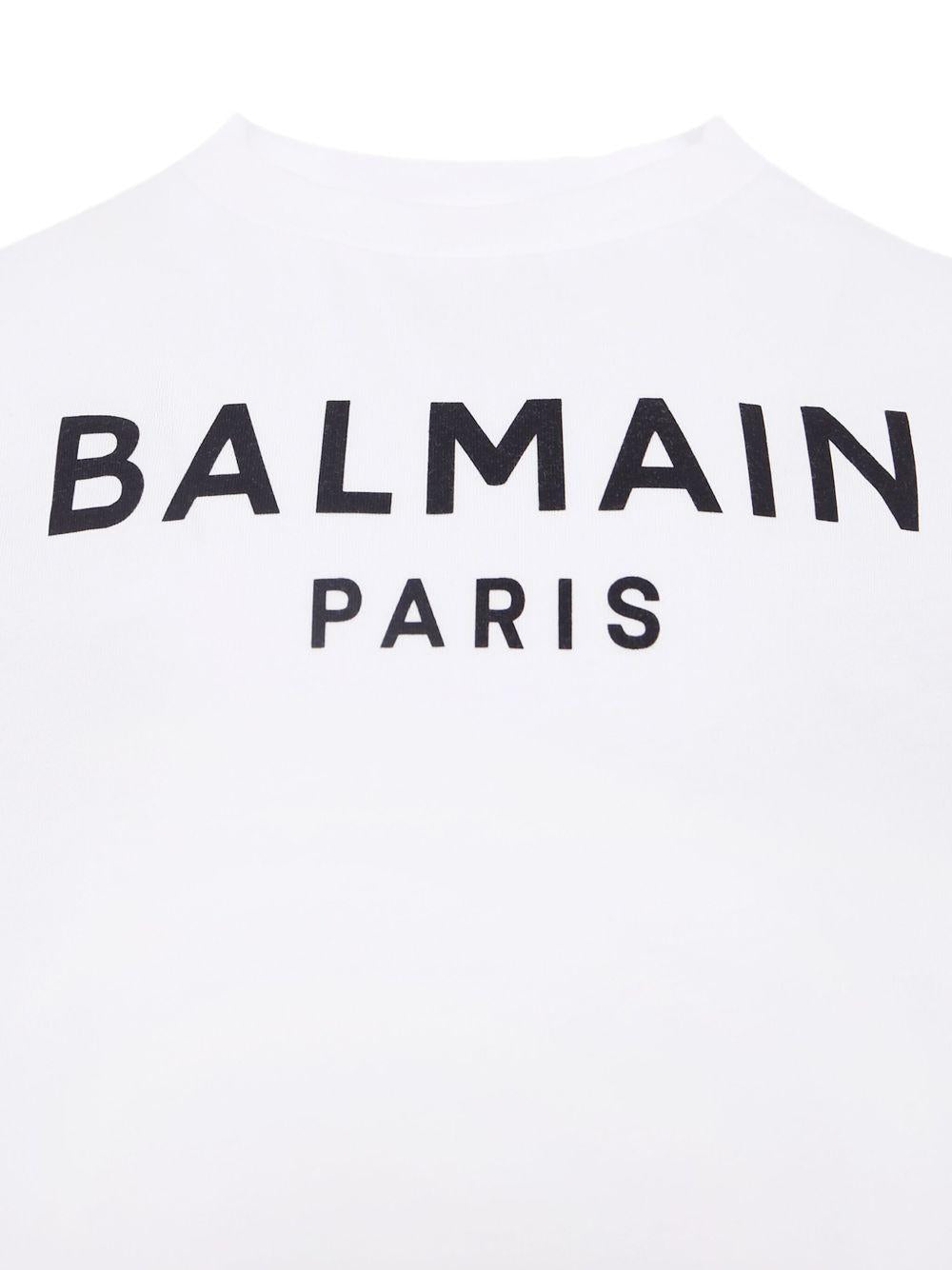 BALMAIN T-shirt in cotone bianco con stampa
