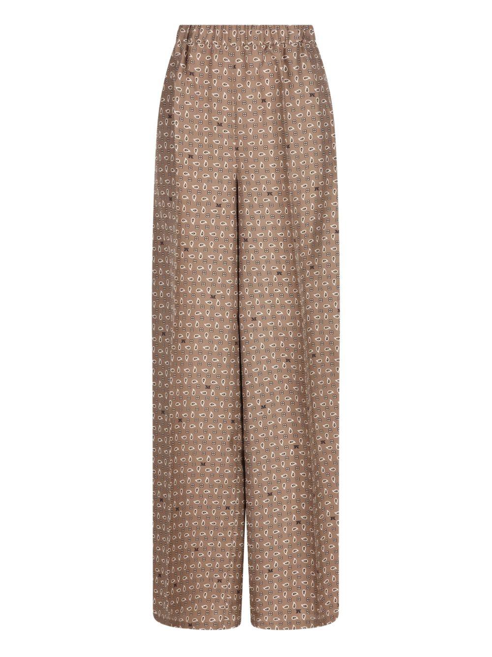 MAX MARA Pantaloni color nocciola con grafica all-over