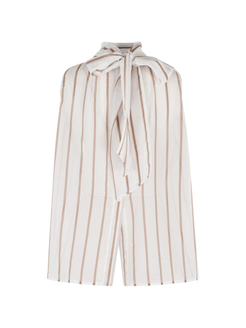 SEMICOUTURE Top Jana in cotone misto seta a righe