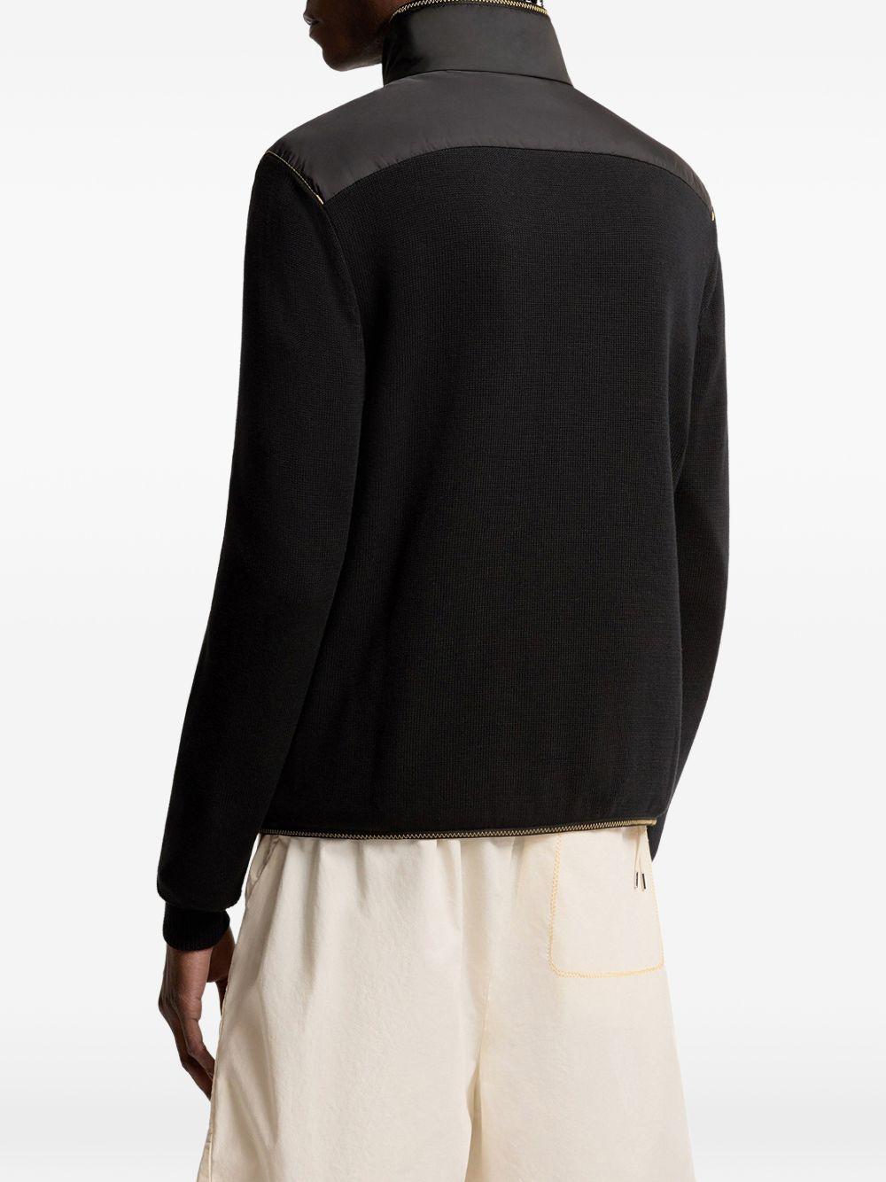 MONCLER Piumino cardigan Archivio blu con tasche e logo