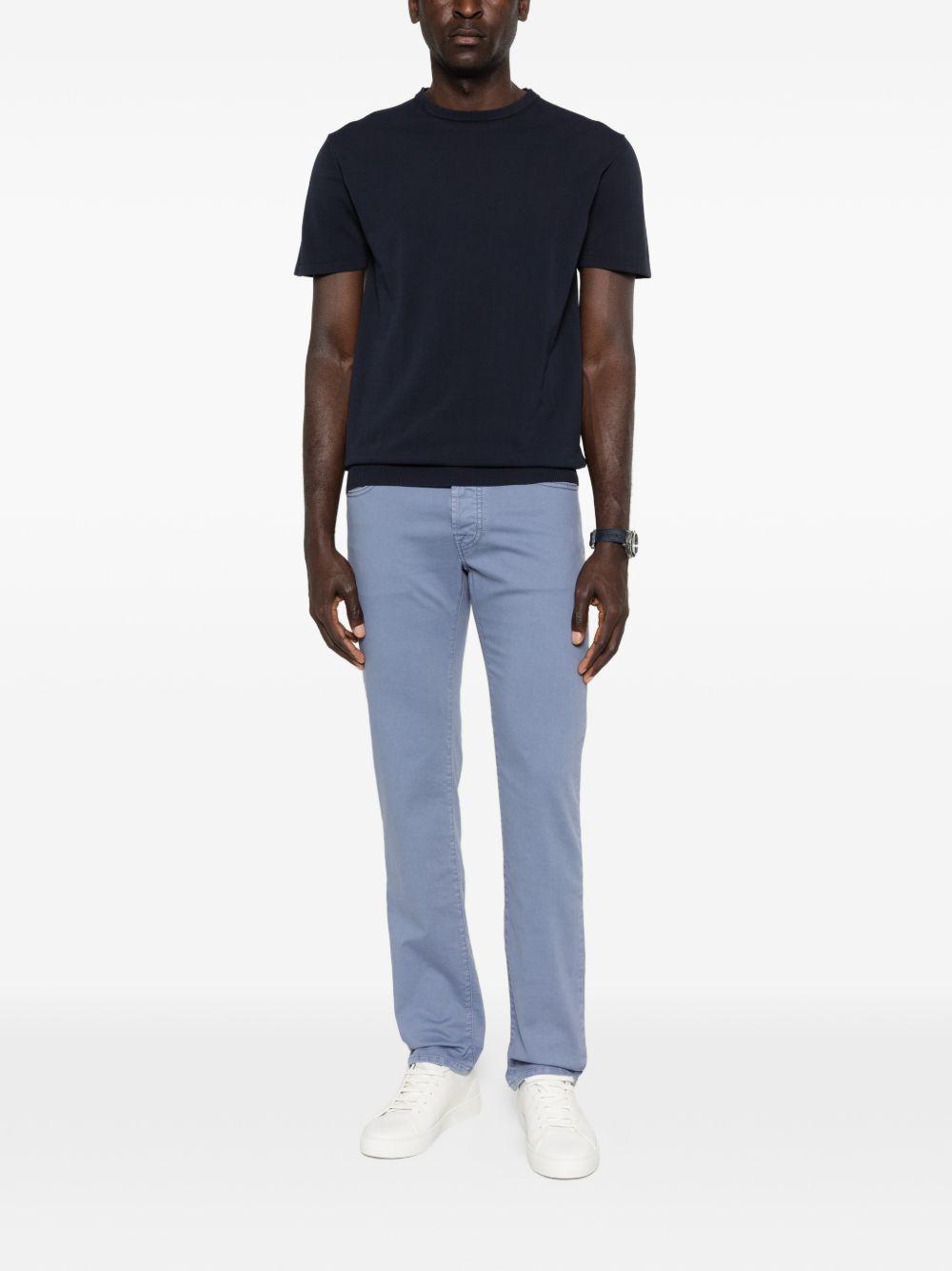 DANIELE FIESOLI T-shirt in cotone blu con girocollo e maniche corte