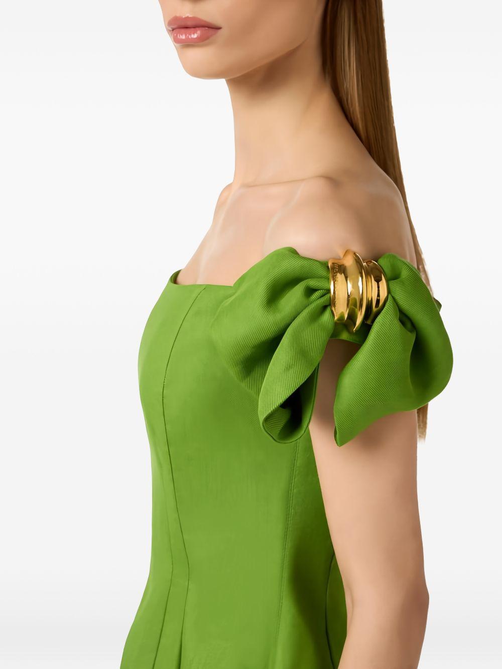 ELISABETTA FRANCHI Mini abito verde con spalline impreziosite