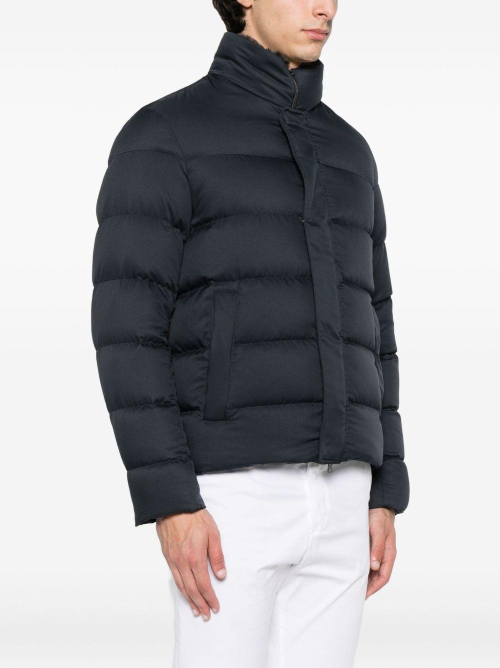 HERNO Piumino corto a collo alto blu