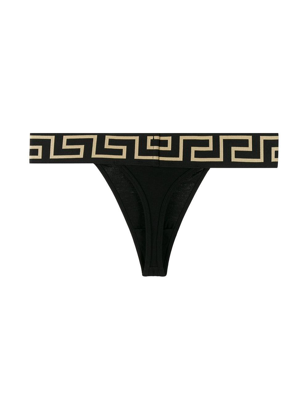 VERSACE Slip in cotone stretch con bordo greca