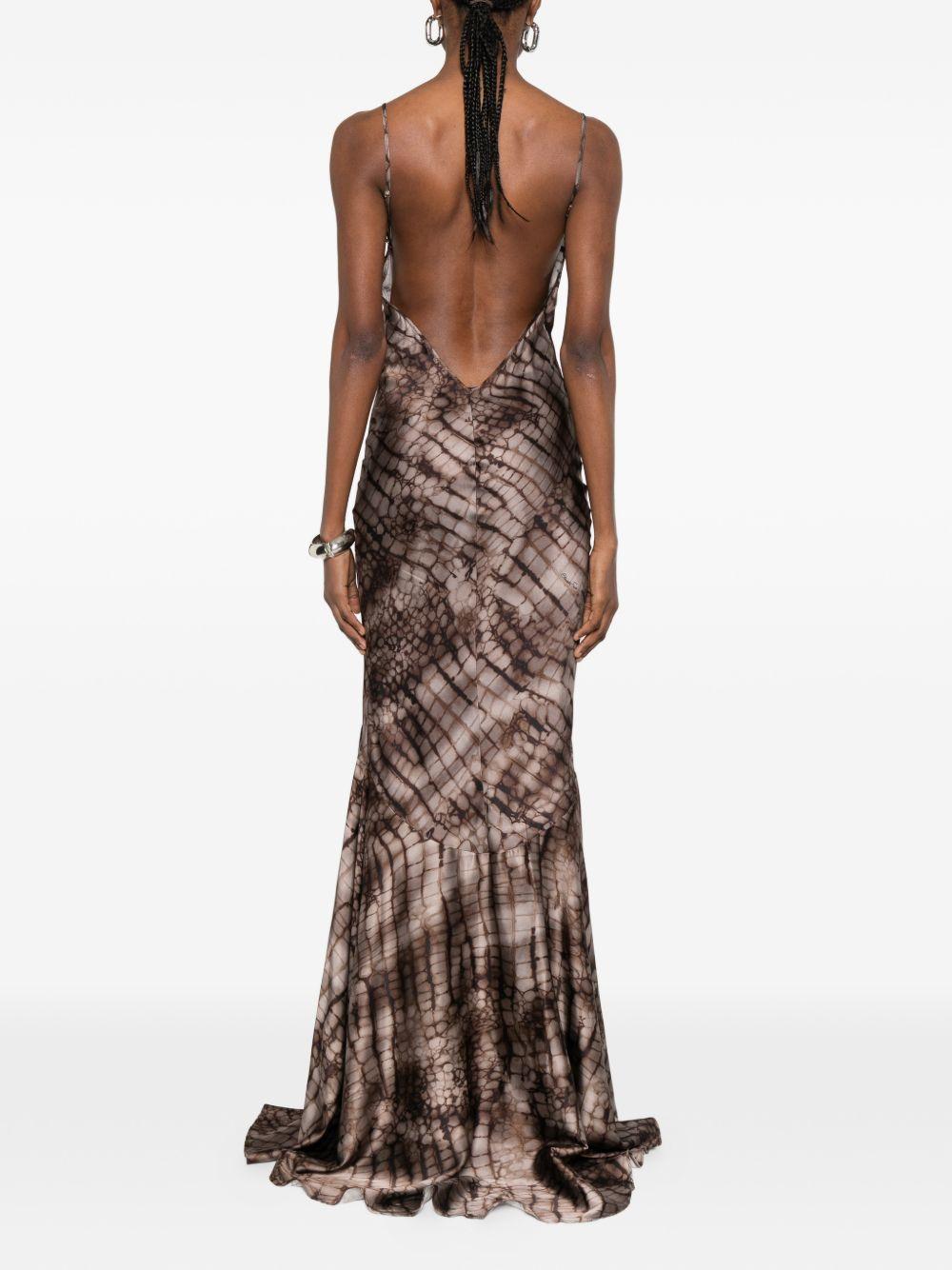 ELISABETTA FRANCHI Abito lungo con stampa animalier