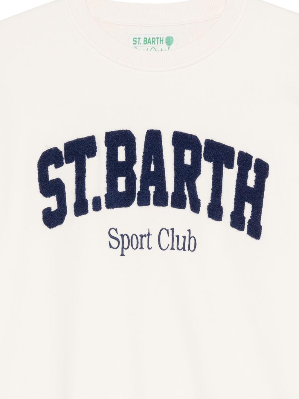 MC2 SAINT BARTH Felpa girocollo in cotone avorio con logo