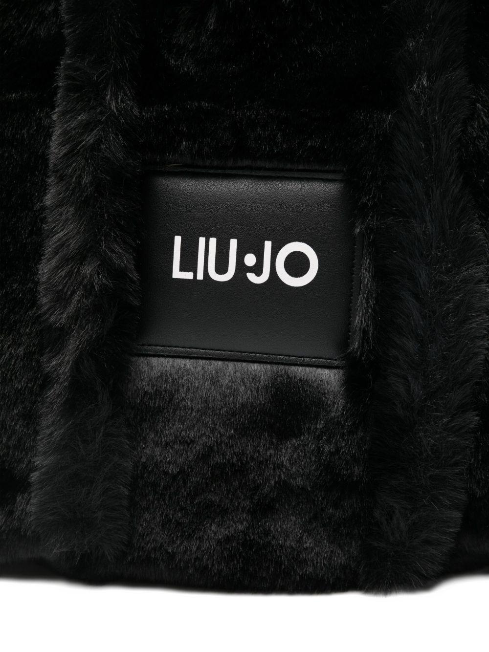 LIUJO Borsa a mano nera in ecopelliccia