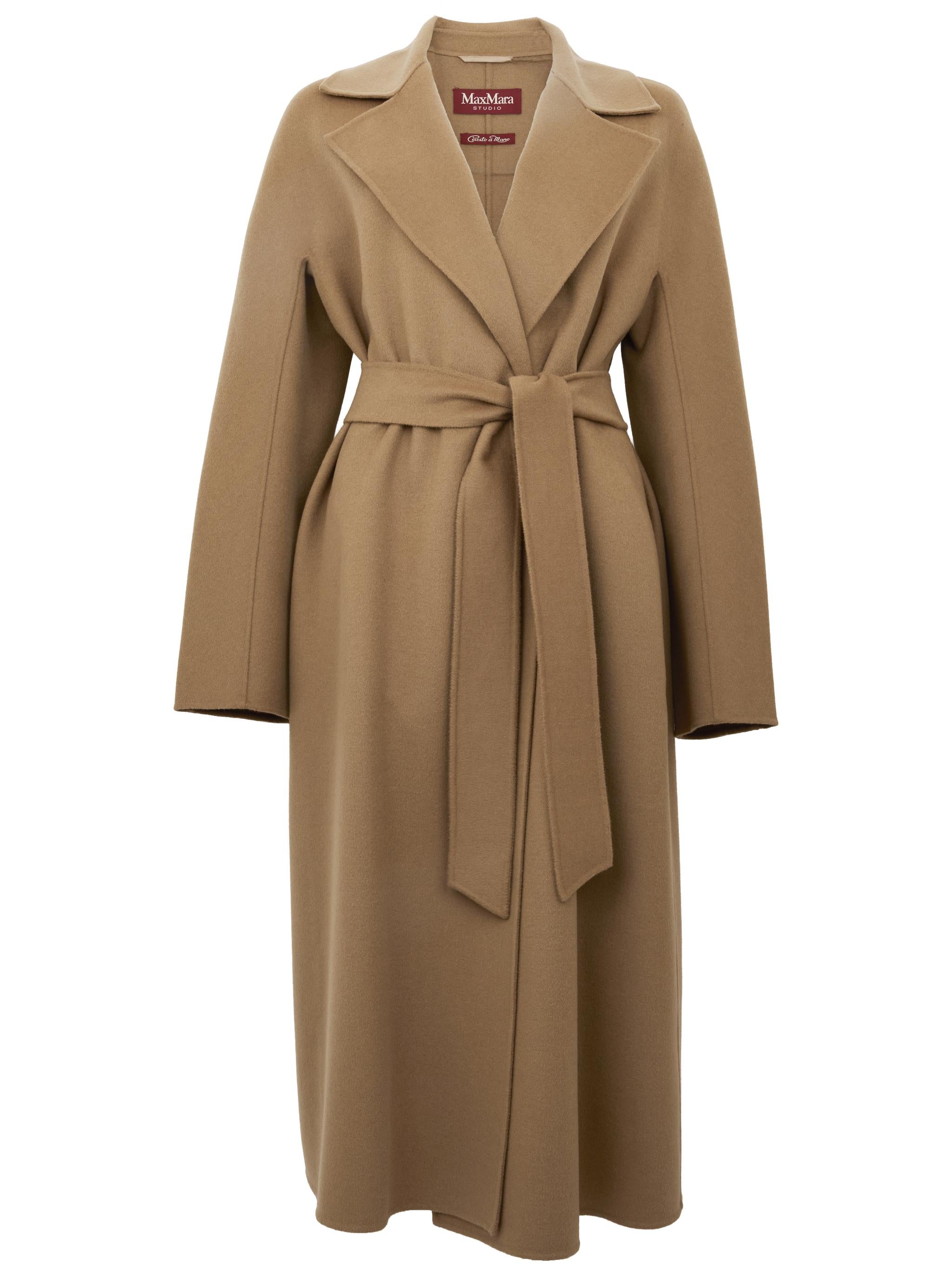 MAX MARA STUDIO Cappotto lungo Cles con cintura in vita cammello
