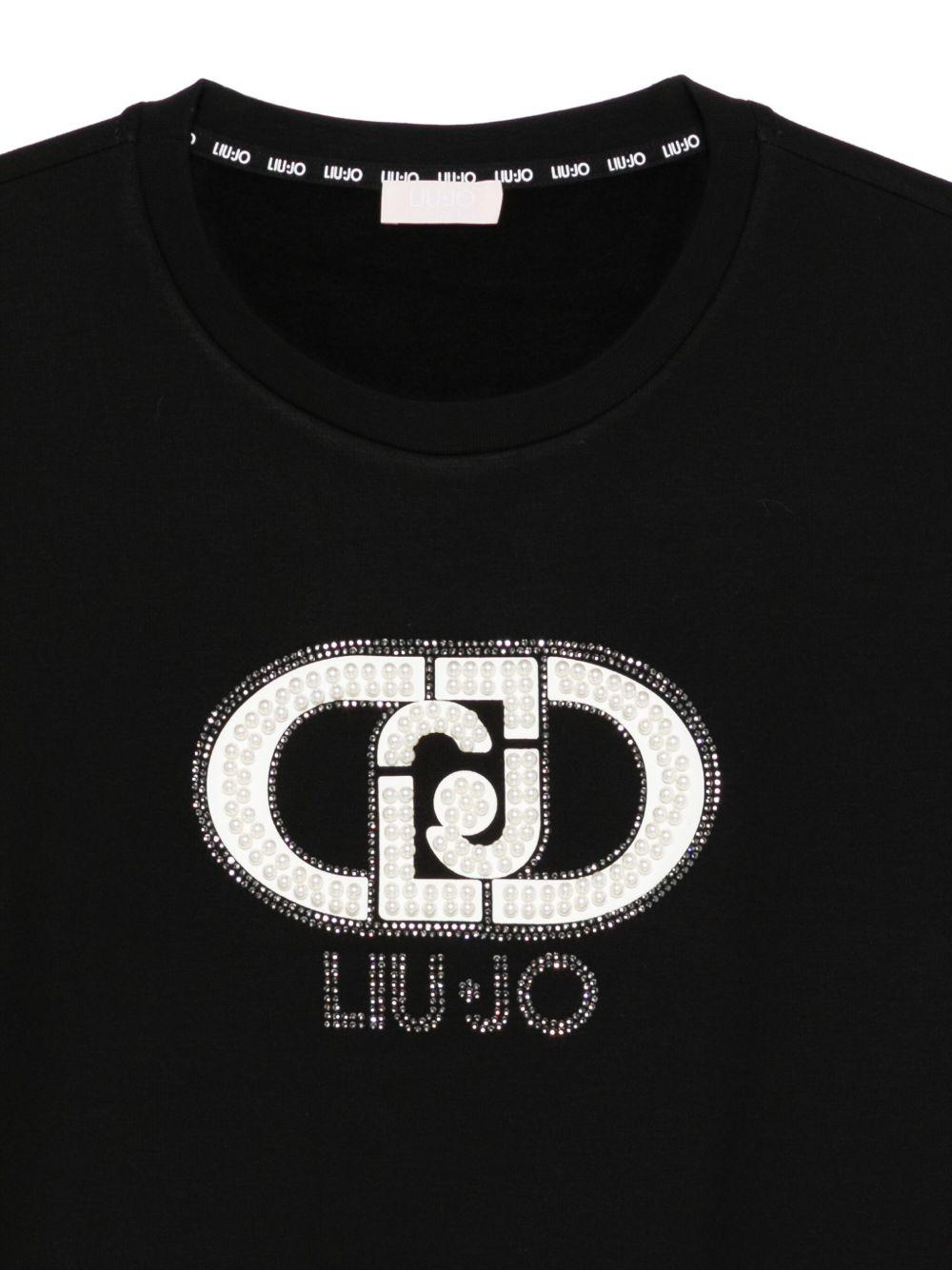 LIUJO Felpa nera girocollo con logo