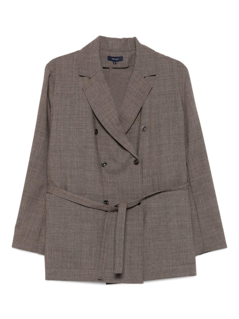 SOEUR Blazer 'Drew' doppiopetto con cintura in vita