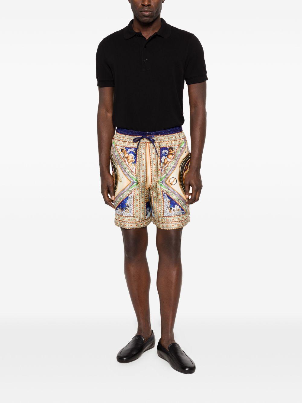 CASABLANCA Shorts in seta con stampa all-over multicolore