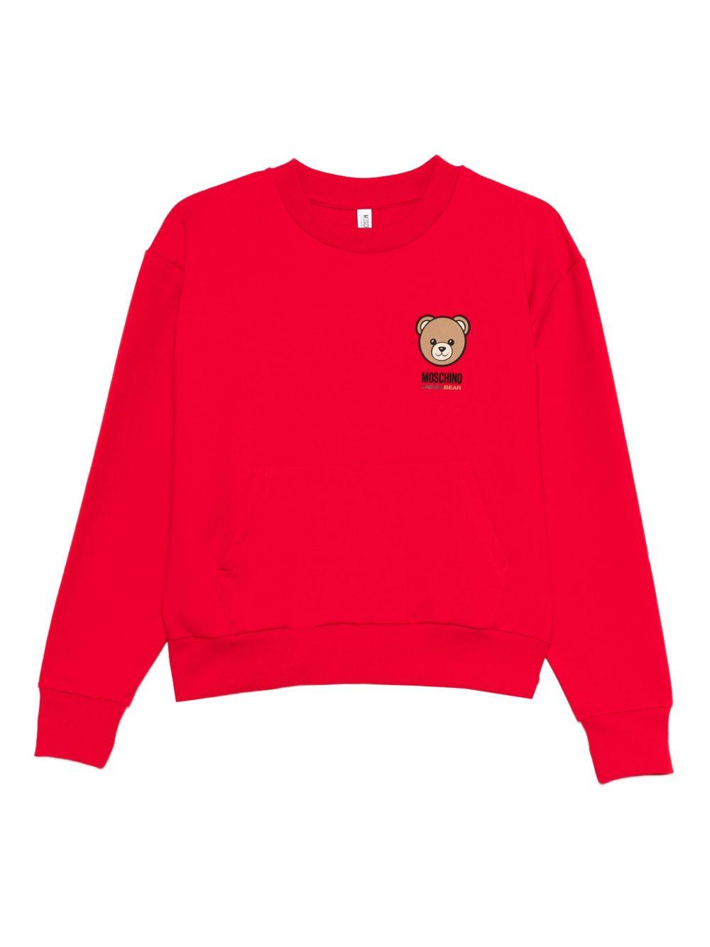 MOSCHINO UNDERWEAR Felpa Teddy Bear in cotone rosso