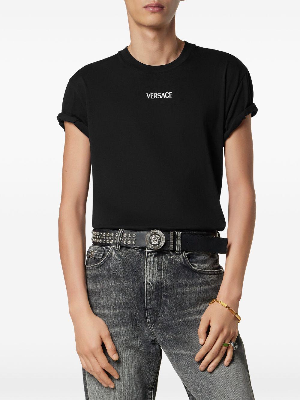 VERSACE T-shirt nera con scollo rotondo<BR/><BR/>