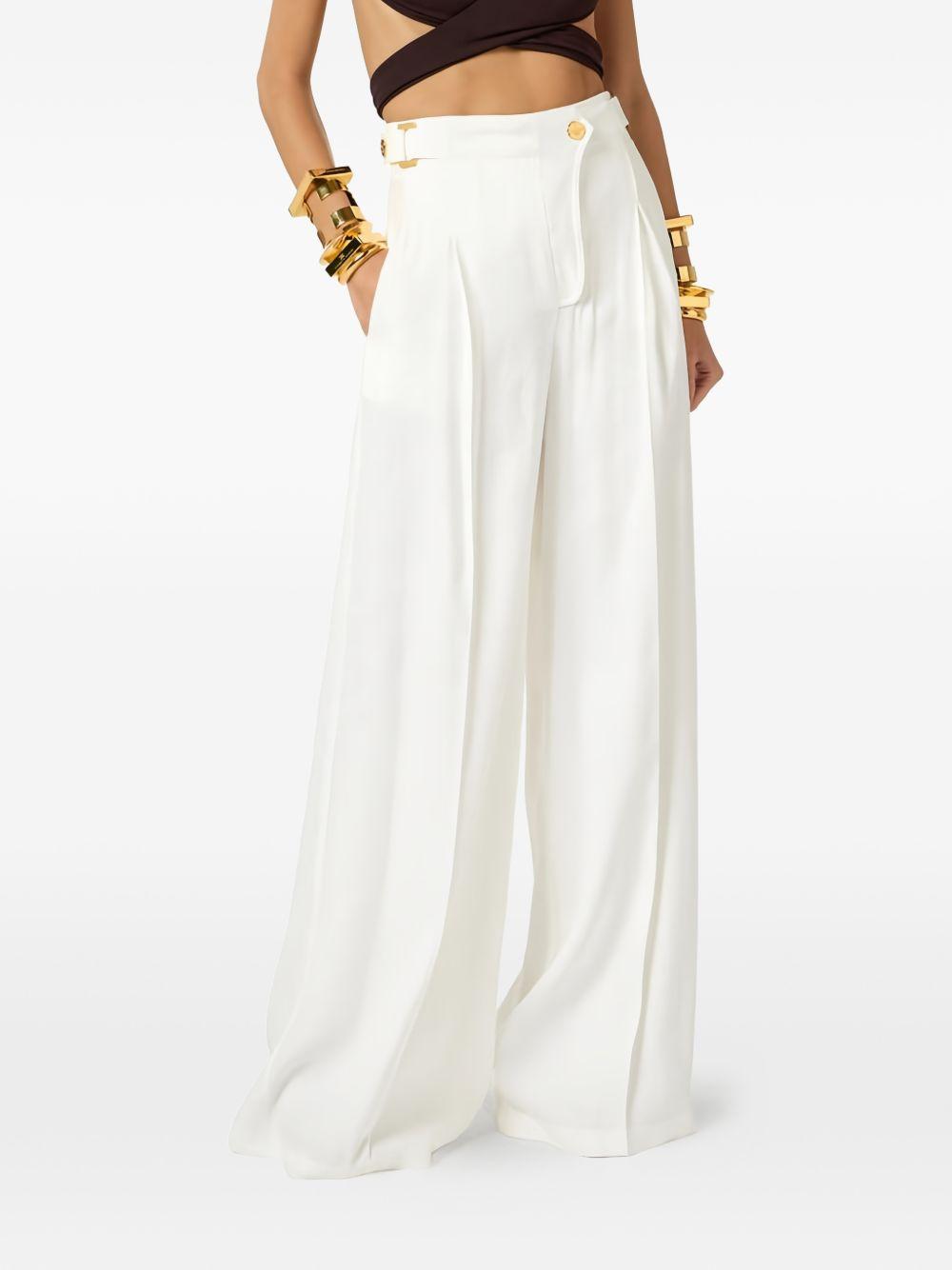 ELISABETTA FRANCHI Pantaloni bianchi avorio a gamba larga