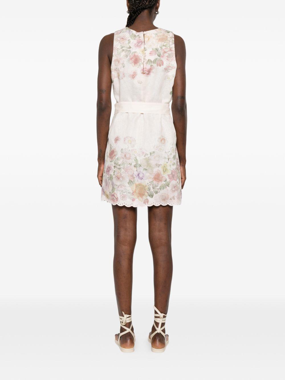 TWINSET Abito corto rosa cipria con stampa floreale
