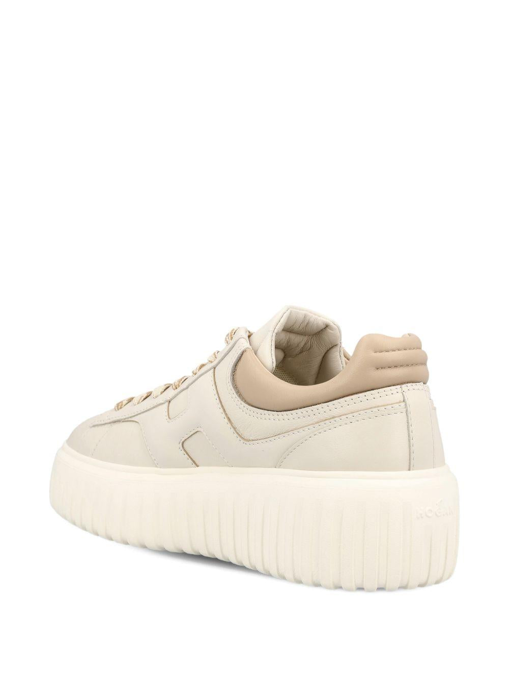 HOGAN Sneakers H-Stripes in pelle beige