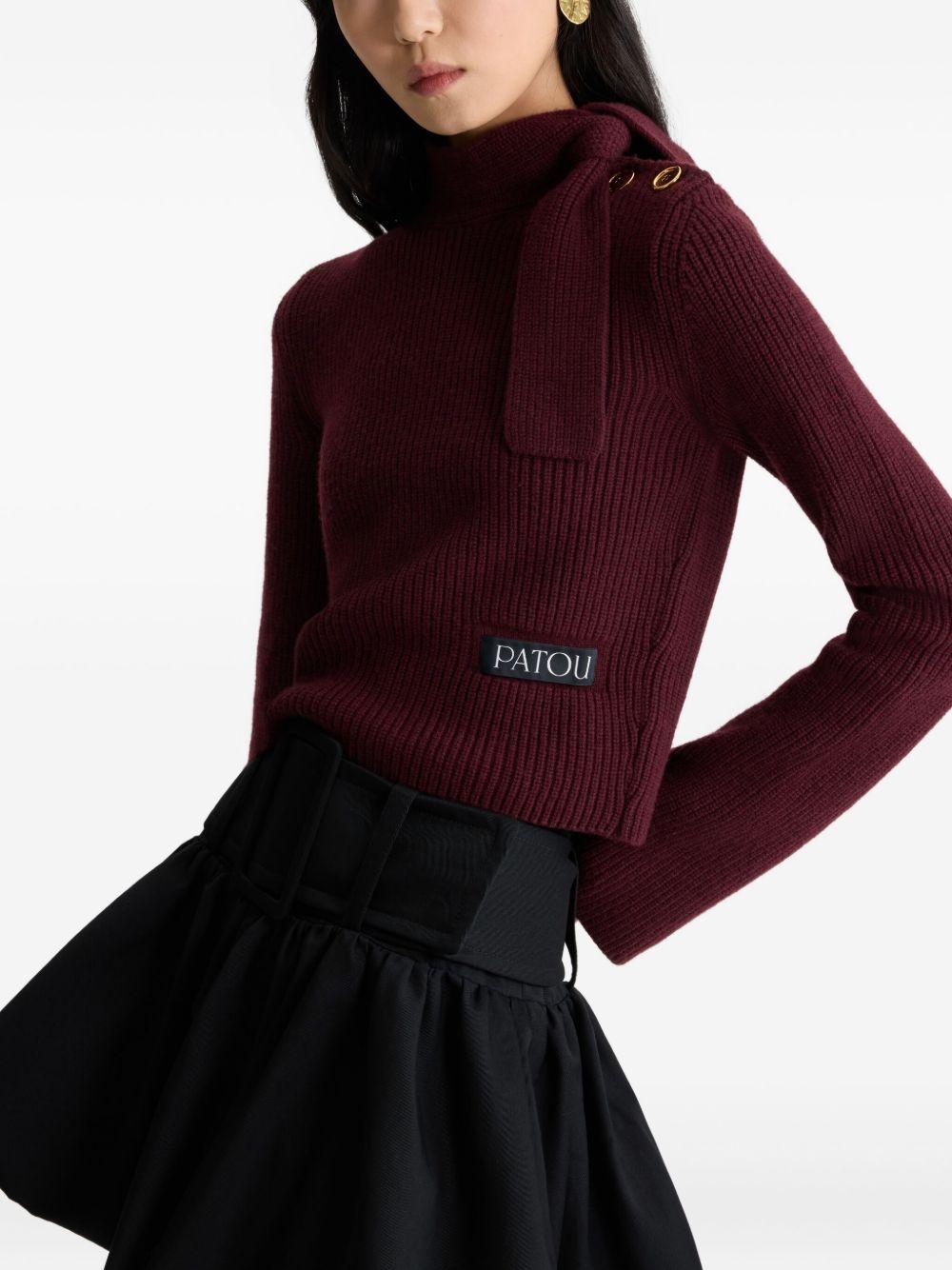 PATOU Maglia corta bordeaux a costine