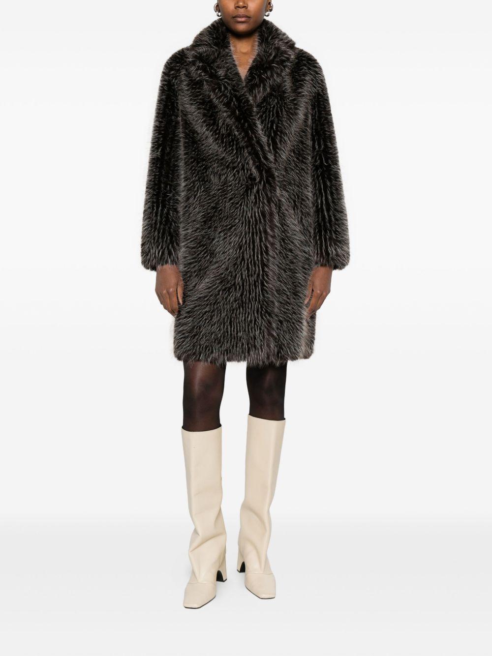 VALENTINI 1972 Cappotto in ecopelliccia con scollo a imbuto marrone