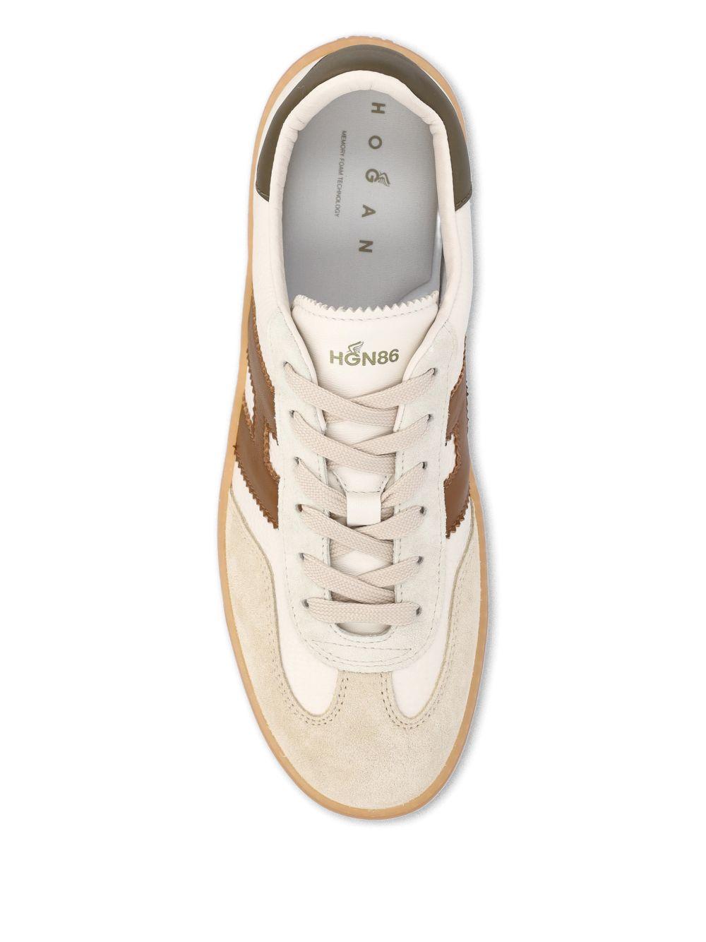 HOGAN Sneakers Cool in pelle e pelle scamosciata beige<BR/>