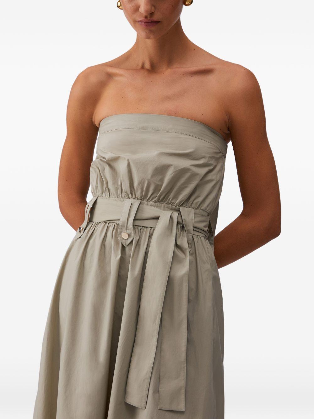 LIUJO Abito lungo grigio con dettagli e cintura in vita