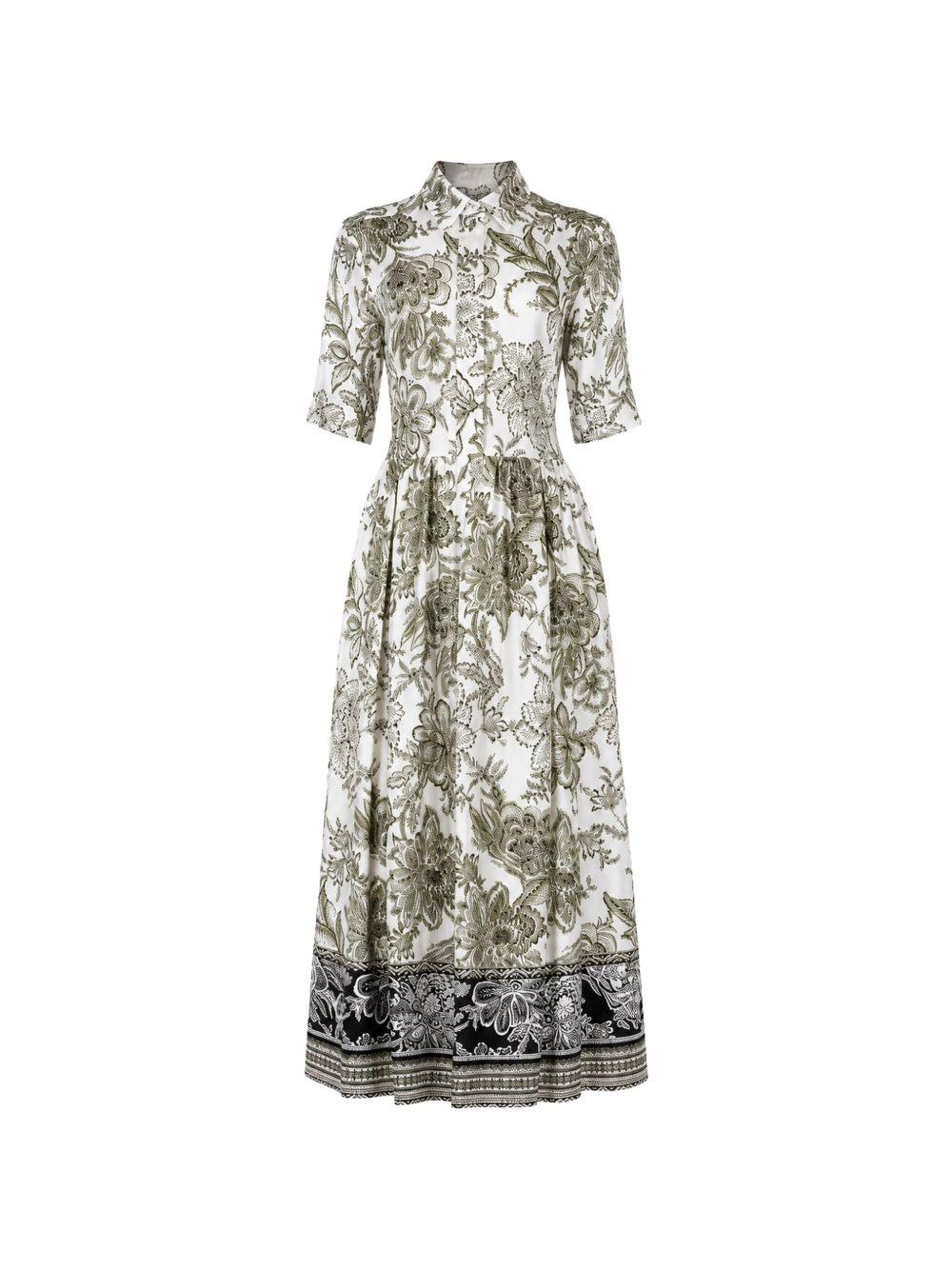 FAY Abito midi con stampa verde