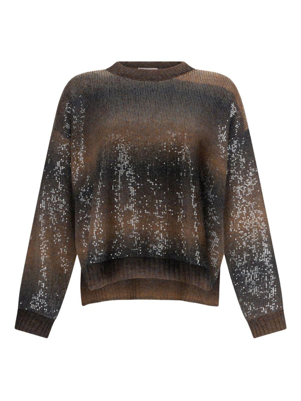LIUJO Maglia girocollo marrone con strass<BR/>