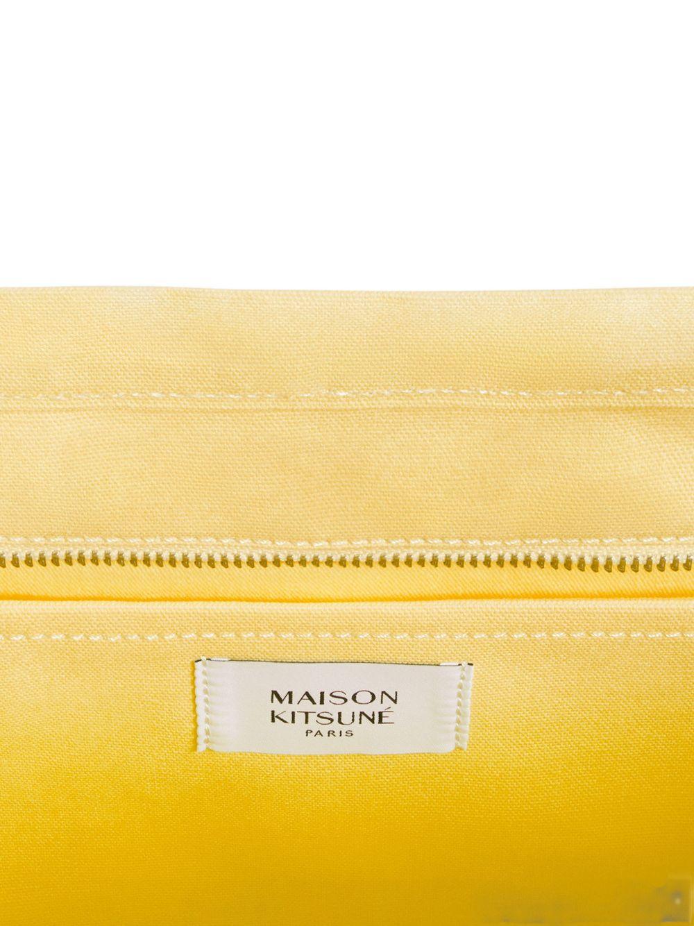MAISON KITSUNE Borsa a mano con icona design ricamato giallo burro