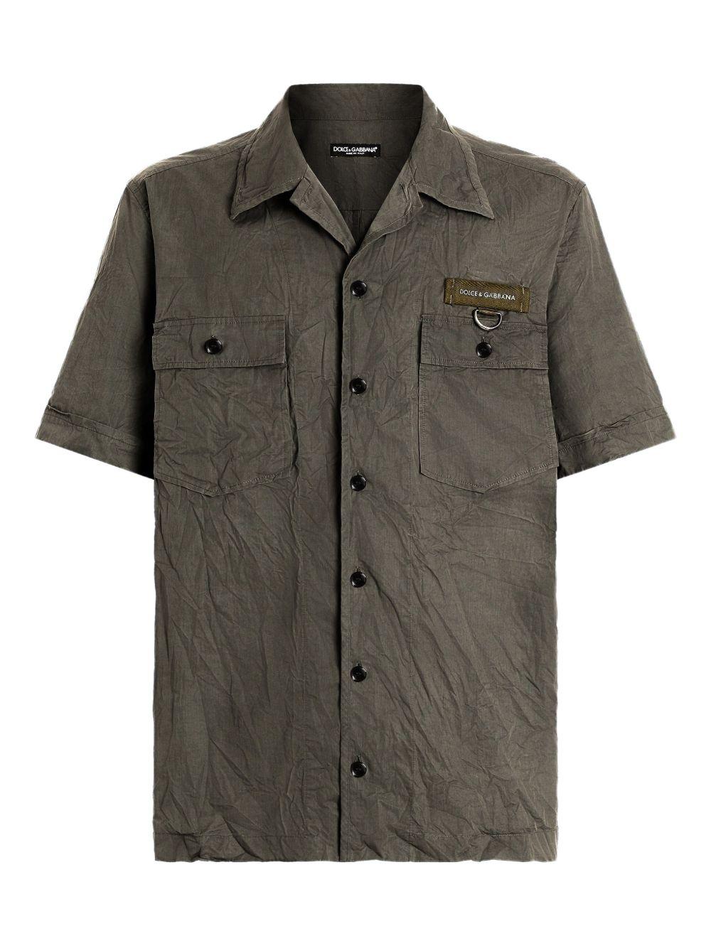 DOLCE e GABBANA Camicia in cotone grigio con effetto crinkled