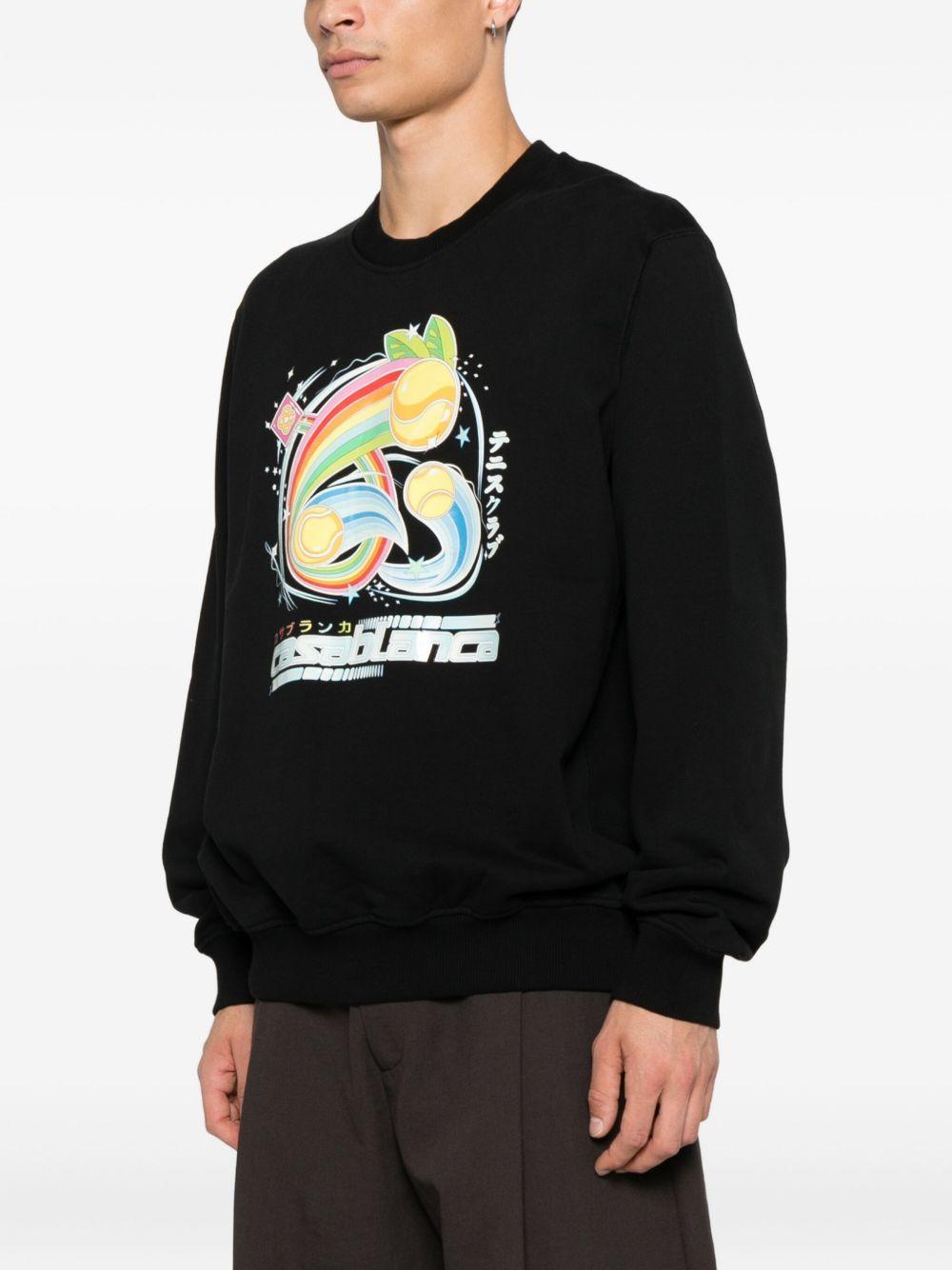 CASABLANCA Felpa nera in cotone con stampa