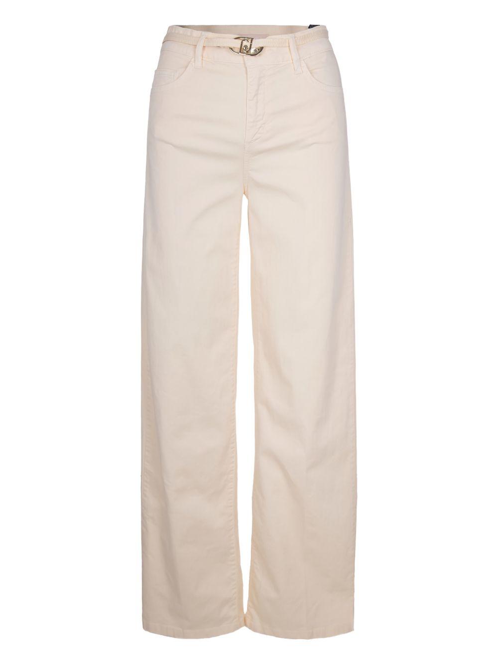 LIUJO Jeans color panna con fibbia dorata