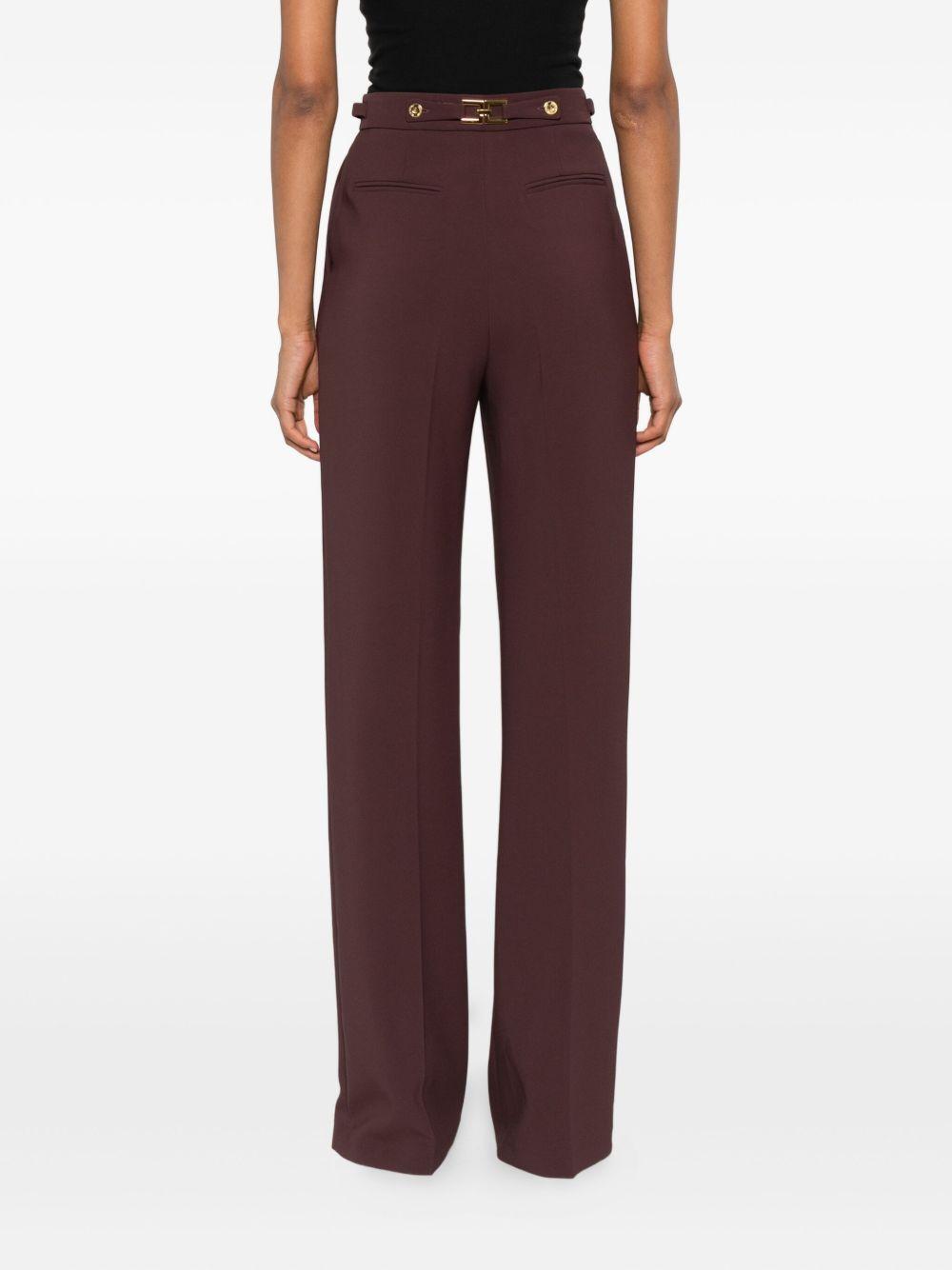 ELISABETTA FRANCHI Pantaloni casual bordeaux con bottoni dorati