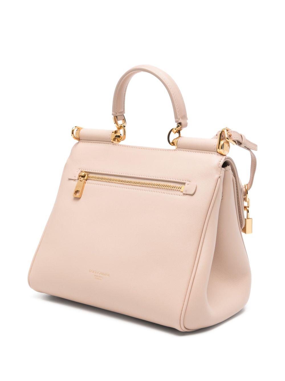 DOLCE e GABBANA Borsa a mano My Sicily in pelle di vitello plongé nude con tracolla removibile