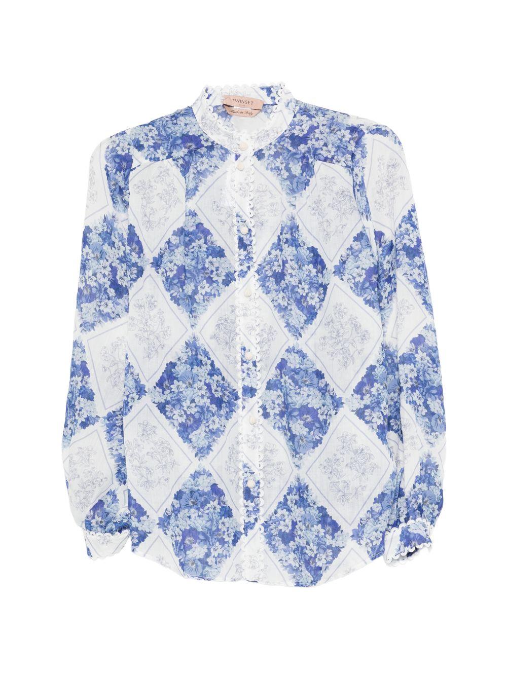 TWINSET Camicia con stampa floreale e volant