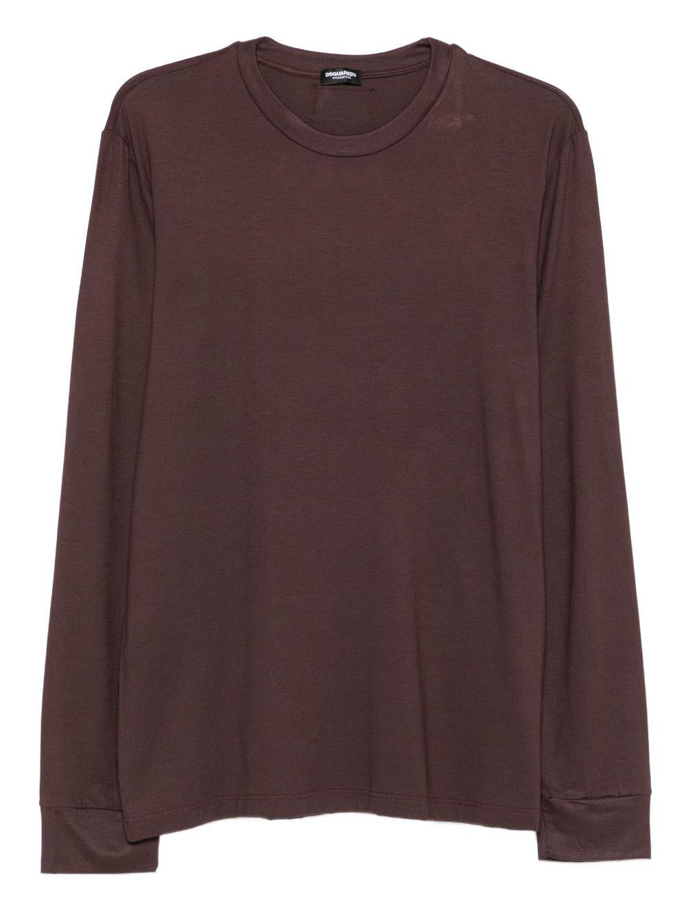 DSQUARED2 Maglietta marrone girocollo in modal