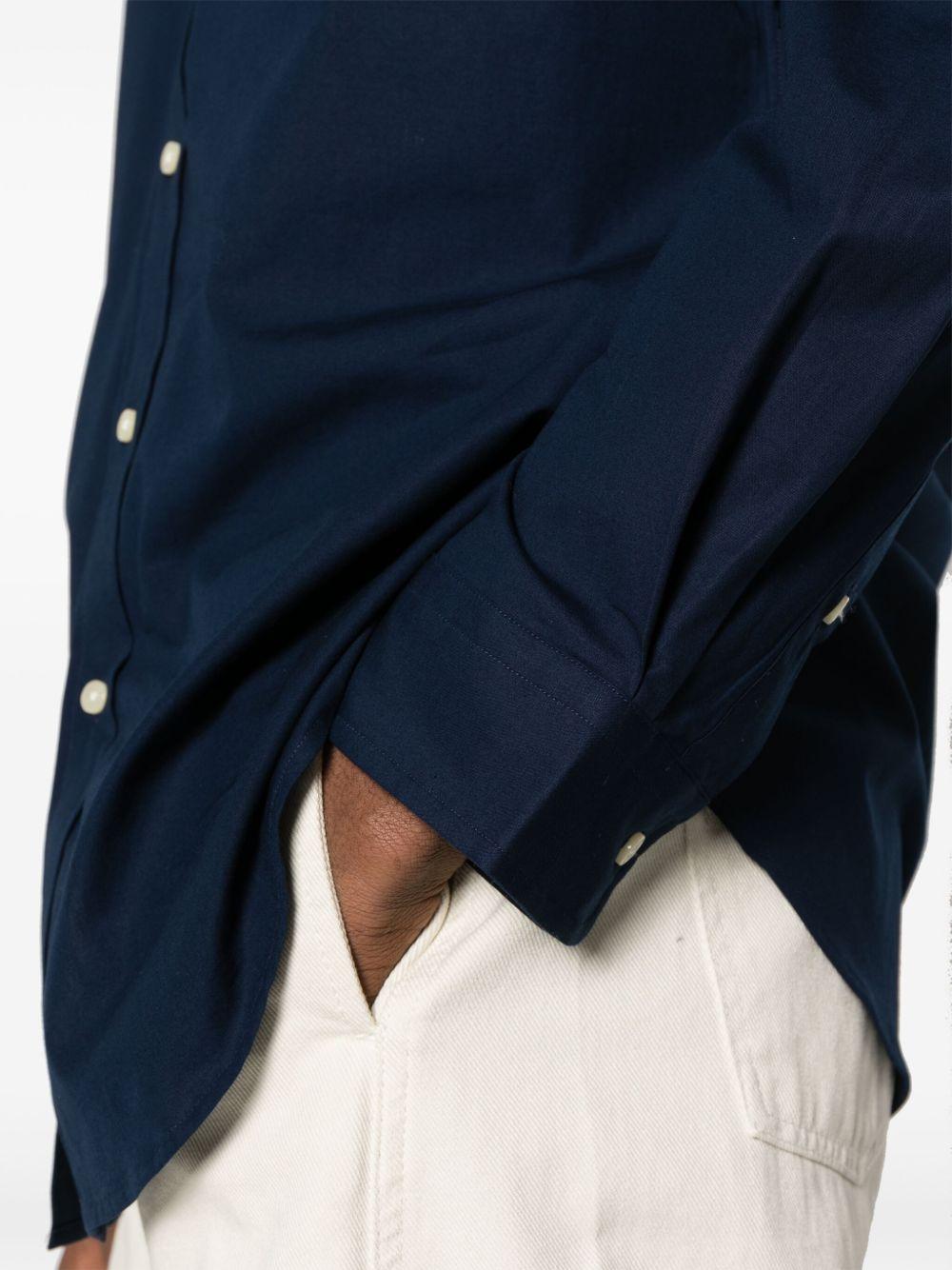 POLO RALPH LAUREN Camicia in cotone blu con cavallino celeste