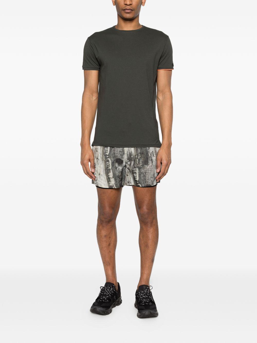 RRD ROBERTO RICCI DESIGNS T-shirt in cotone verde con bordo a contrasto arancione