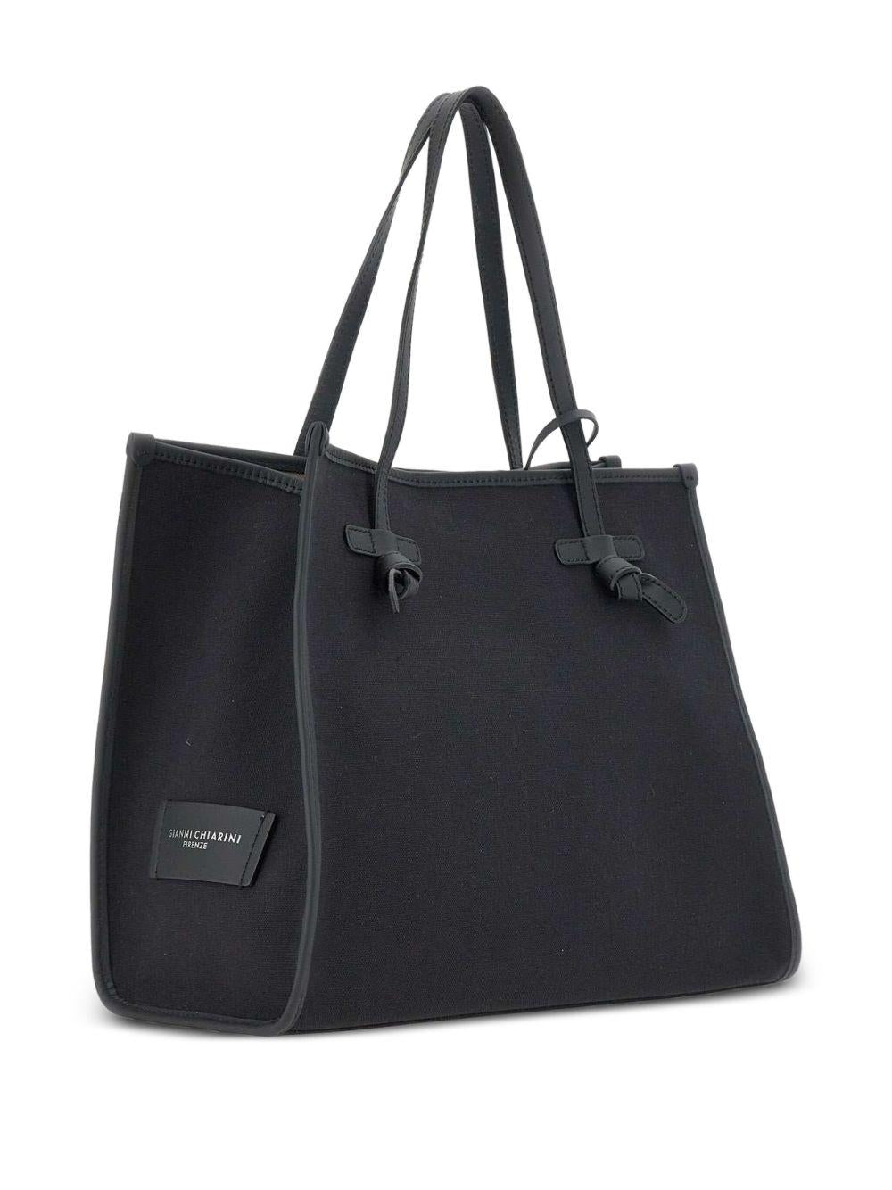 GIANNI CHIARINI Borsa shopping Marcella in cotone grigio scuro